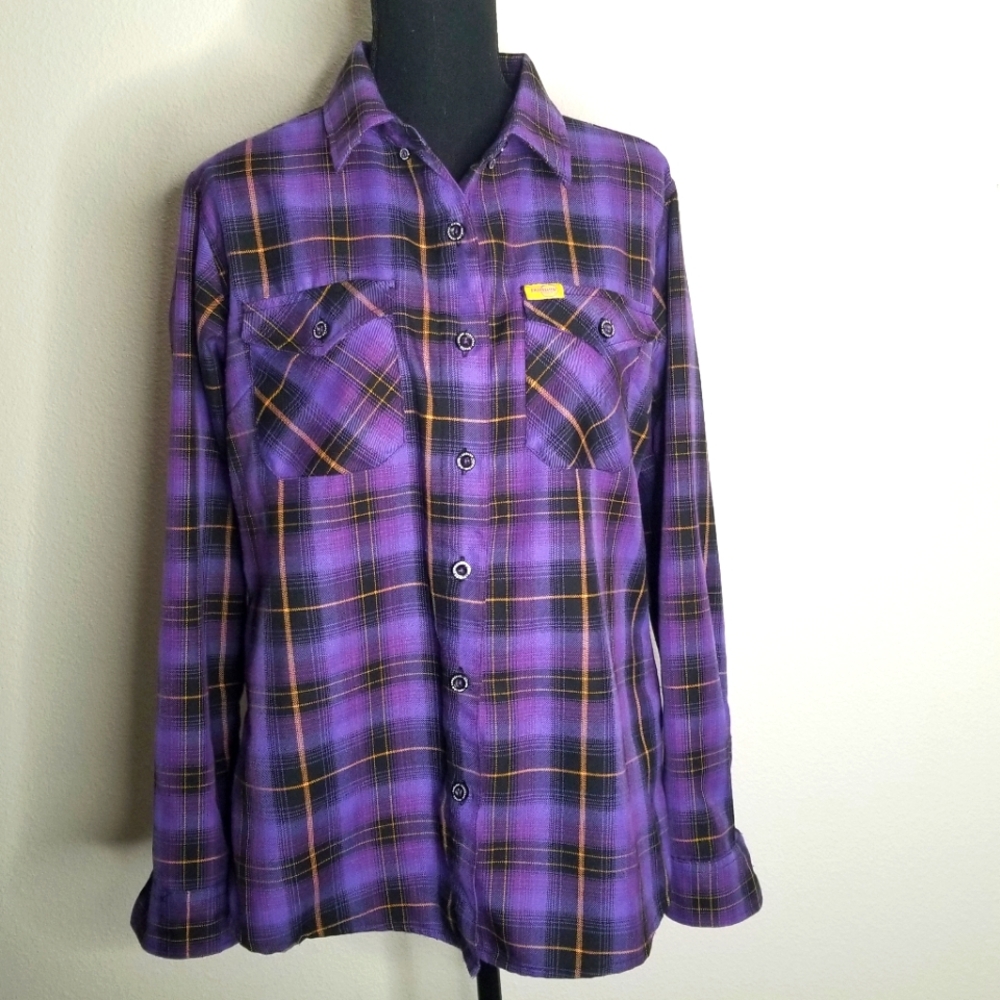 Purple Plaid Women's Button-Up Shirt